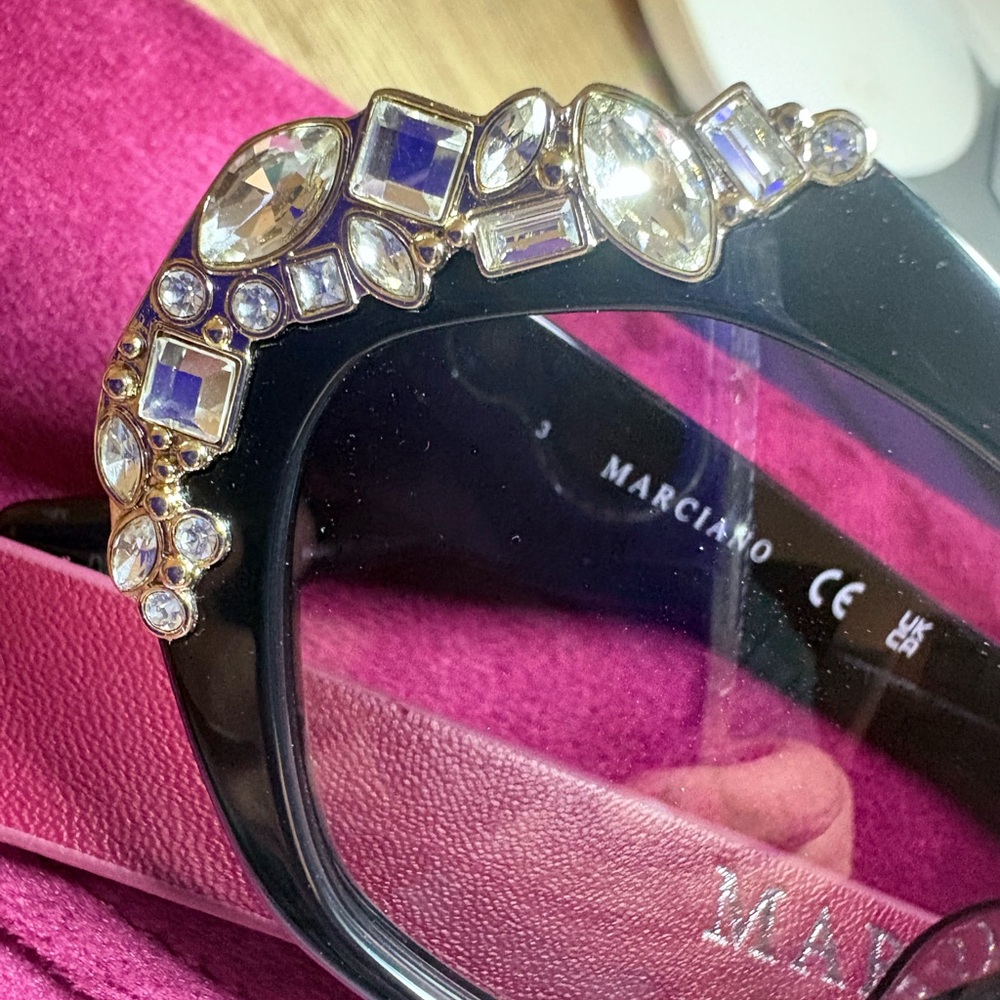 MARCIANO Black Women's Sunglasses with Crystal Accents Tinted Lens NEW - Picture 3 of 9